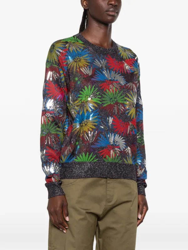 CHANEL Pre-Owned sequin-embellished floral-print Sweater | Grey