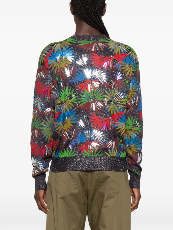 CHANEL Pre-Owned sequin-embellished floral-print Sweater | Grey
