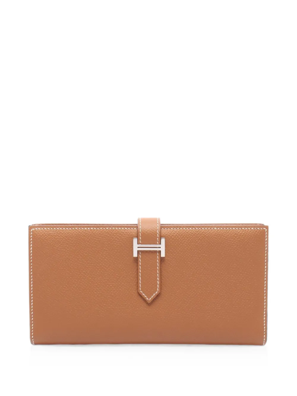 Pre-owned Hermes 2018 Bearn Soufflet Bi-fold Wallet In Neutral