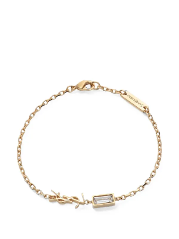 Saint Laurent Pre-owned Cassandra Rhinestone Bracelet in Gold