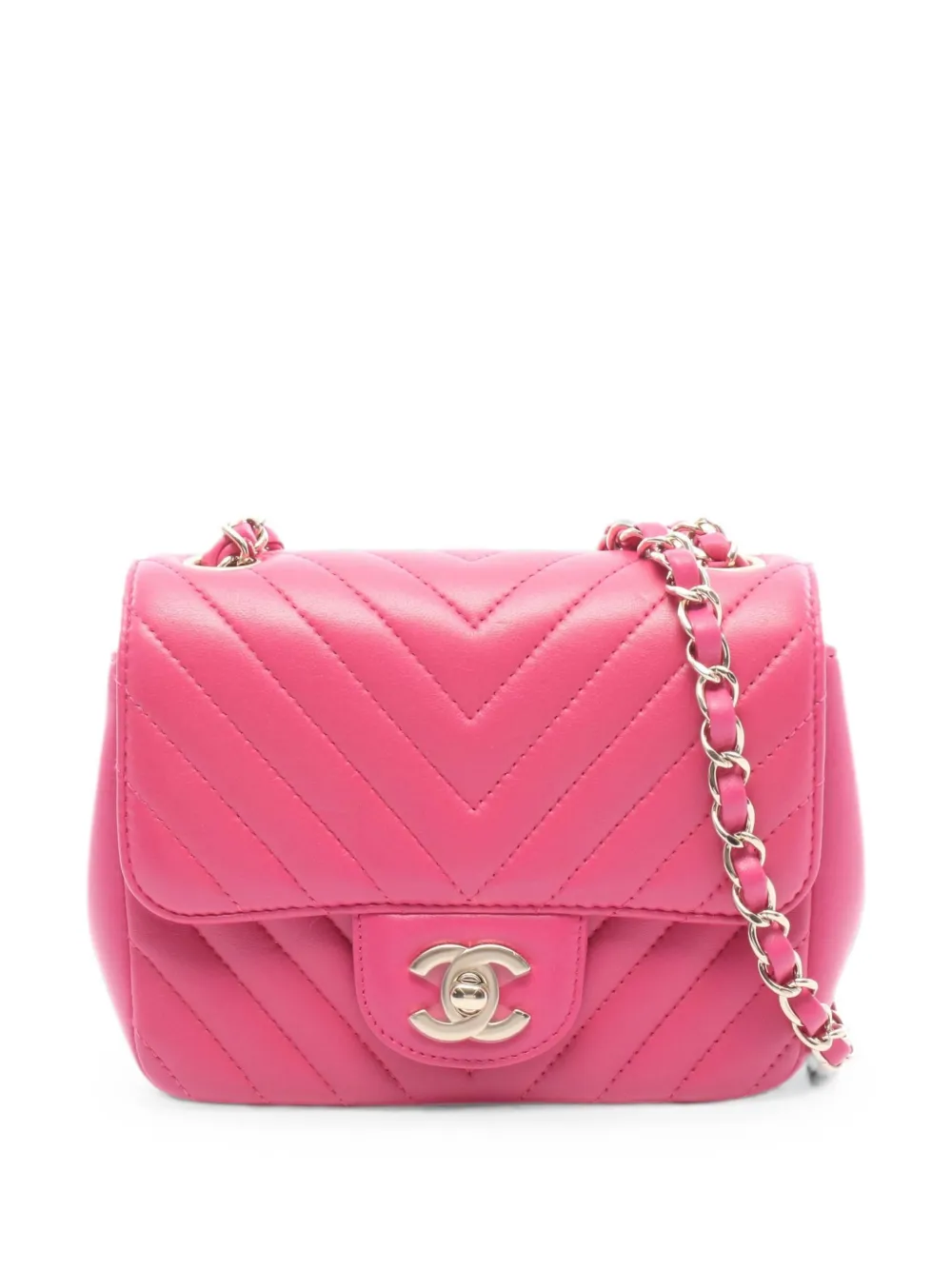 CHANEL Pre-Owned 2017-2018 Chevron V-stitch shoulder bag - Rosa