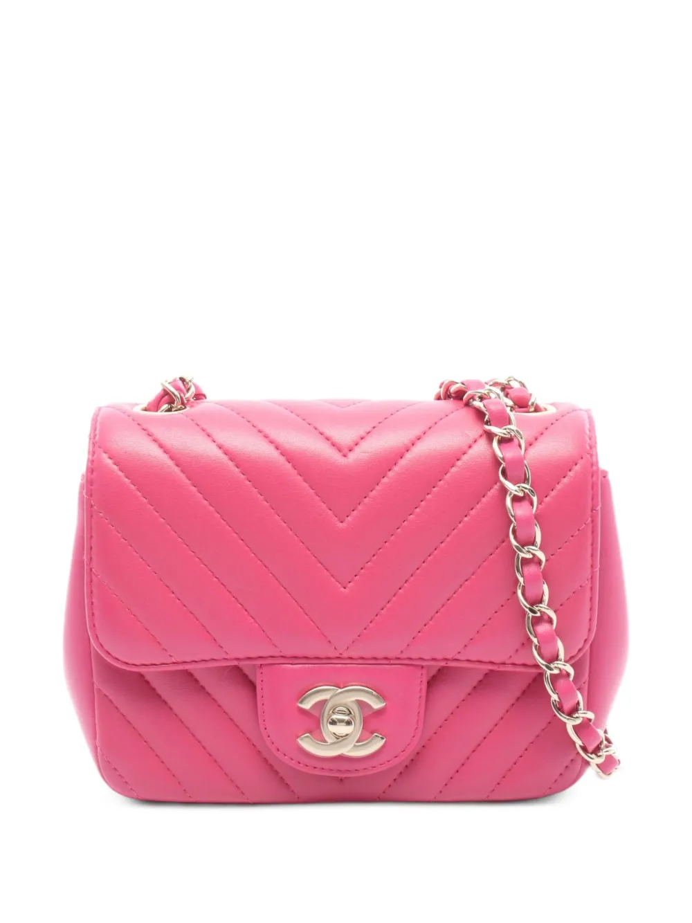 CHANEL Pre-Owned 2017-2018 Chevron V-stitch shoulder bag - Rosa