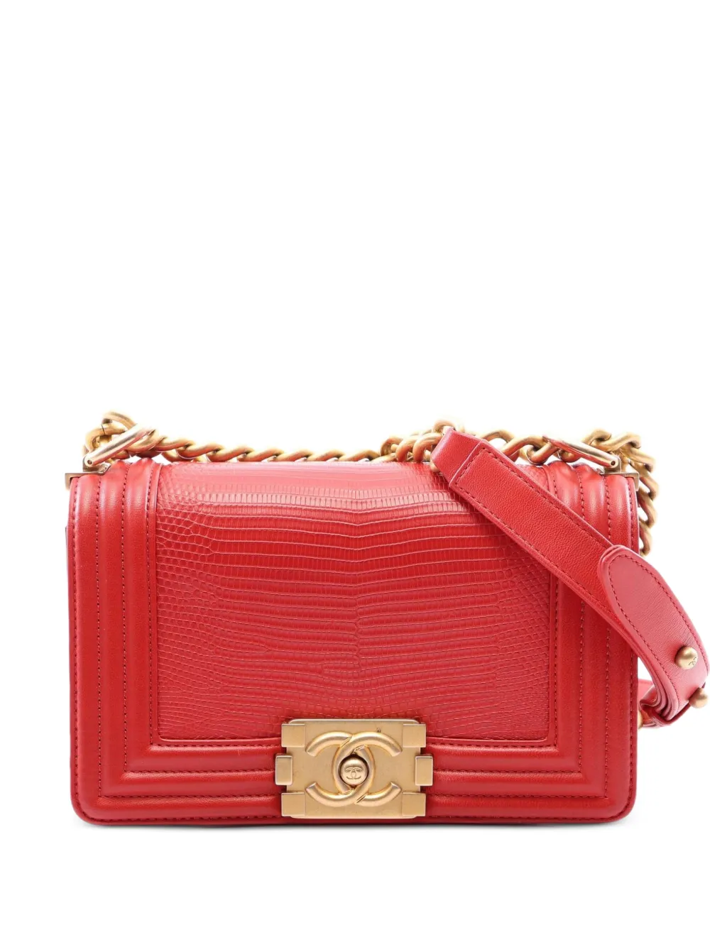 CHANEL Pre-Owned 2017-2018 Boy Chanel chain shoulder bag - Rosso