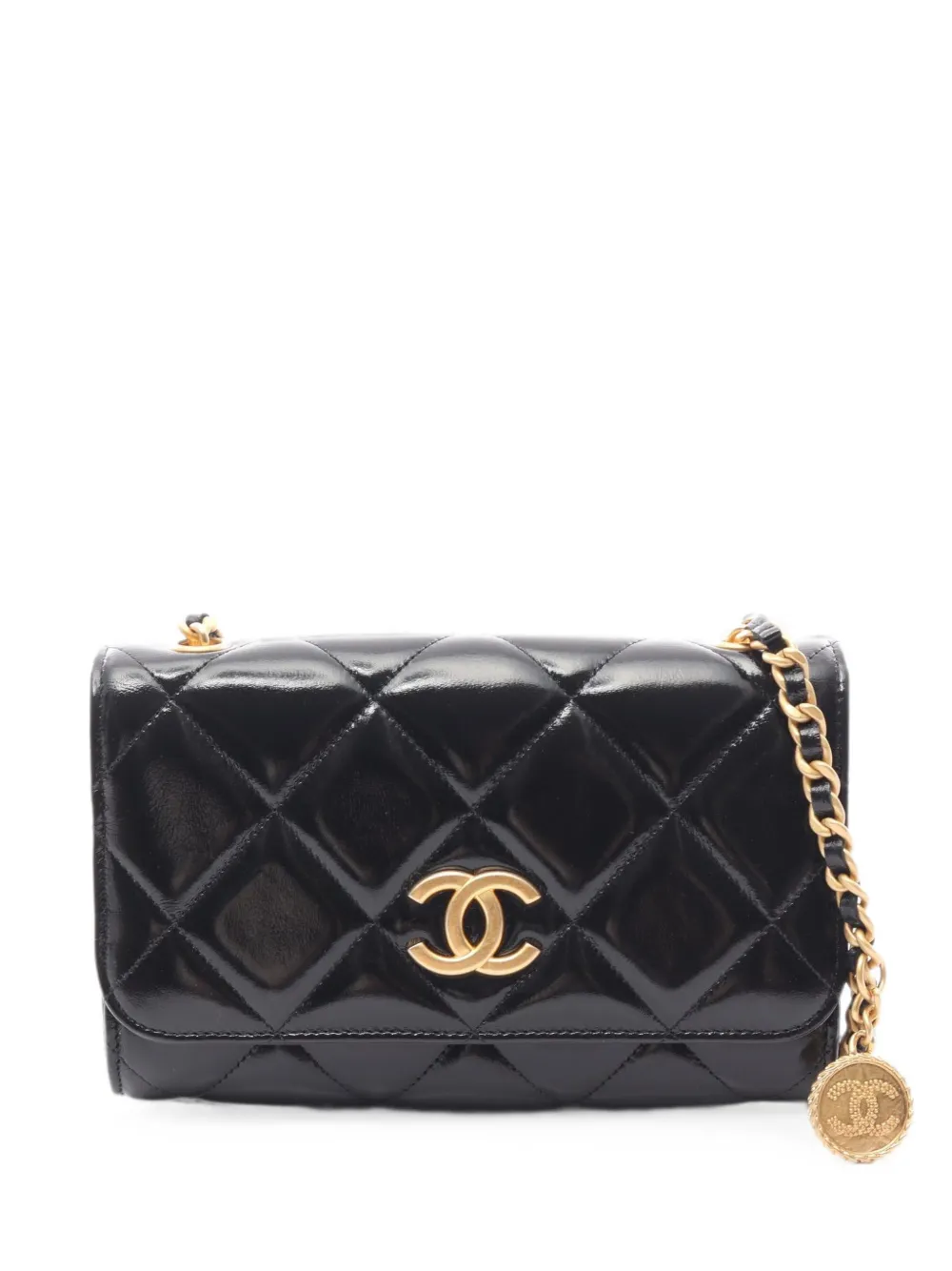 CHANEL Pre-Owned 2021 Matelassé wallet on a chain - Nero