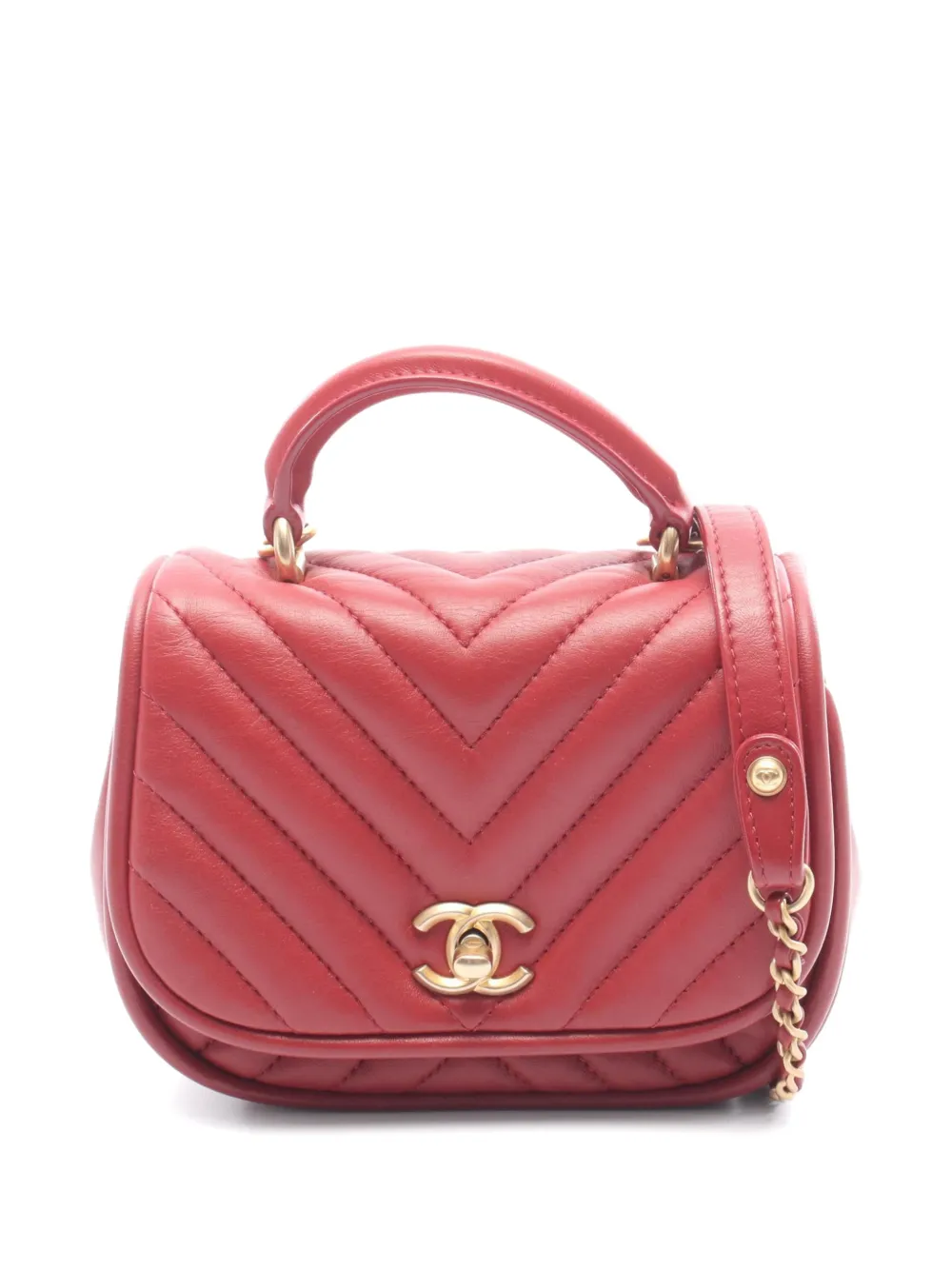 CHANEL Pre-Owned 2017-2018 Chevron V-stitch mini bag - Rosso