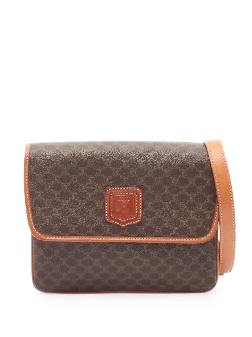 Celine Pre-Owned 2000s logo-patch shoulder bag - Braun