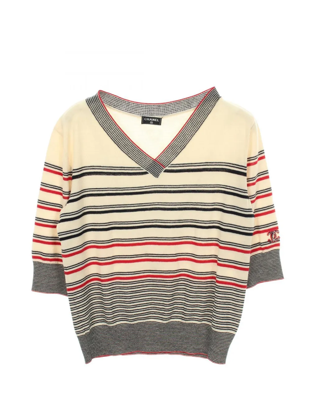 CHANEL Pre-Owned 1986-1988 striped sweater - Neutrals