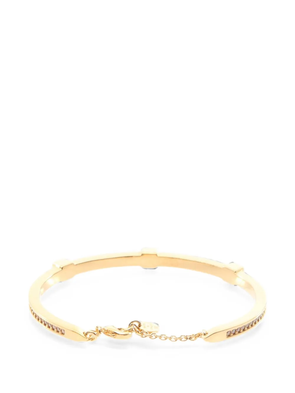 Fendi Pre-owned 2020s Forever Fendi Rhinestone-embellished Bracelet in Gold, view 3