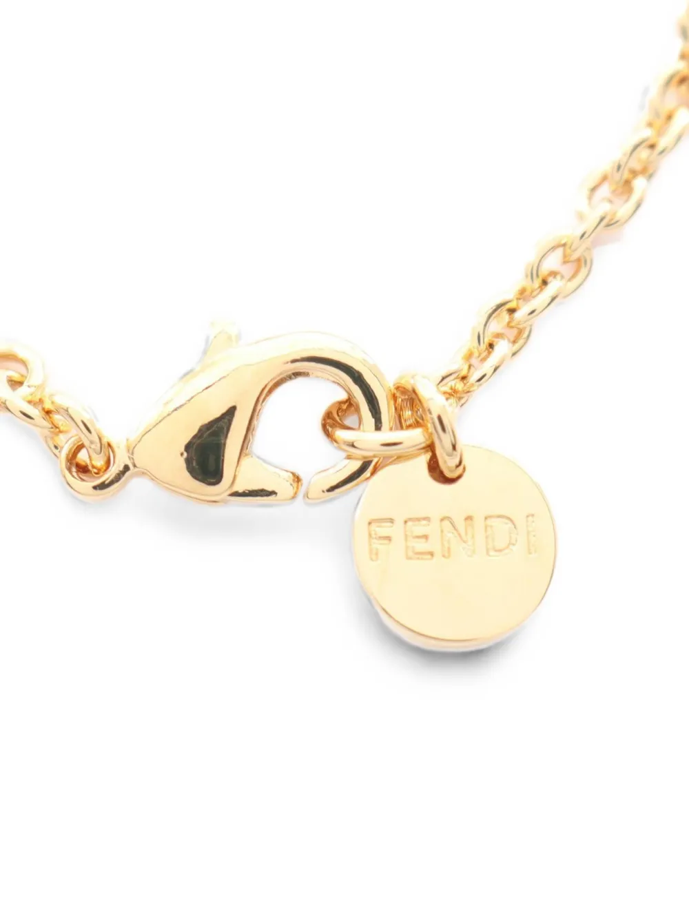 Fendi Pre-owned 2020s Forever Fendi Rhinestone-embellished Bracelet in Gold, view 2