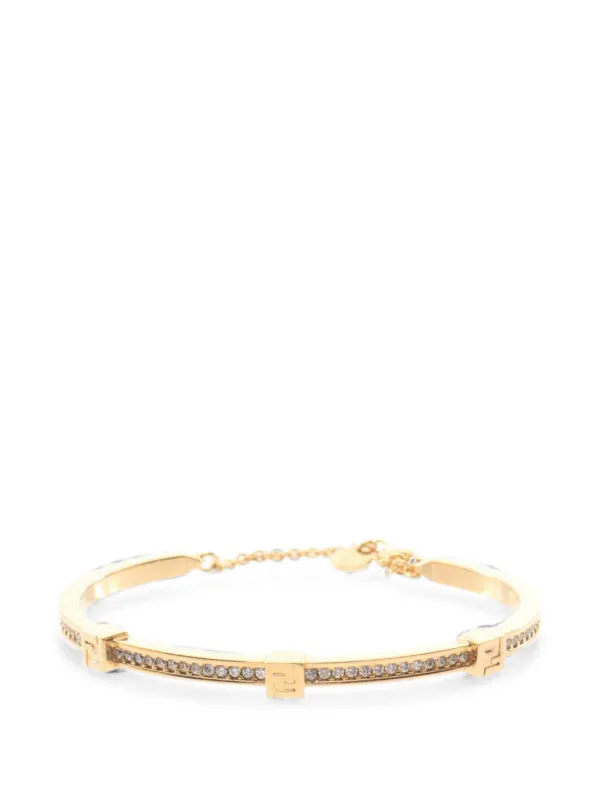 Fendi Pre-owned 2020s Forever Fendi Rhinestone-embellished Bracelet in Gold
