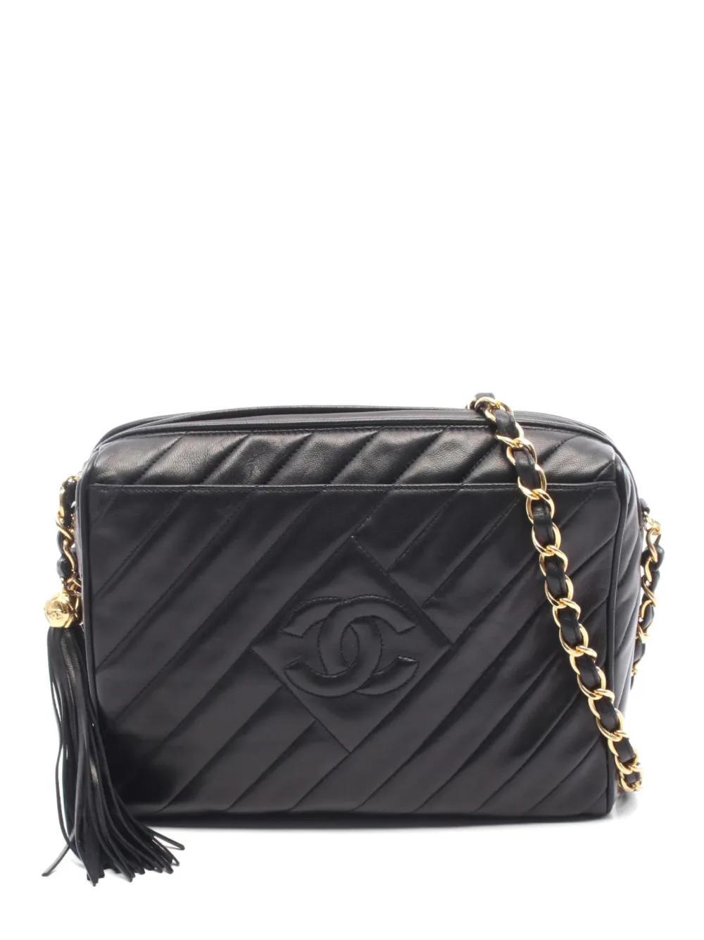CHANEL Pre-Owned 1994-1996 Coco Mark tassel-embellished shoulder bag - Nero