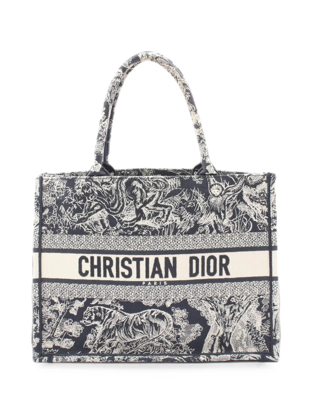 Christian Dior Pre-Owned 2010s medium Book Tote Toile-de-Jouy-pattern tote bag - Blu