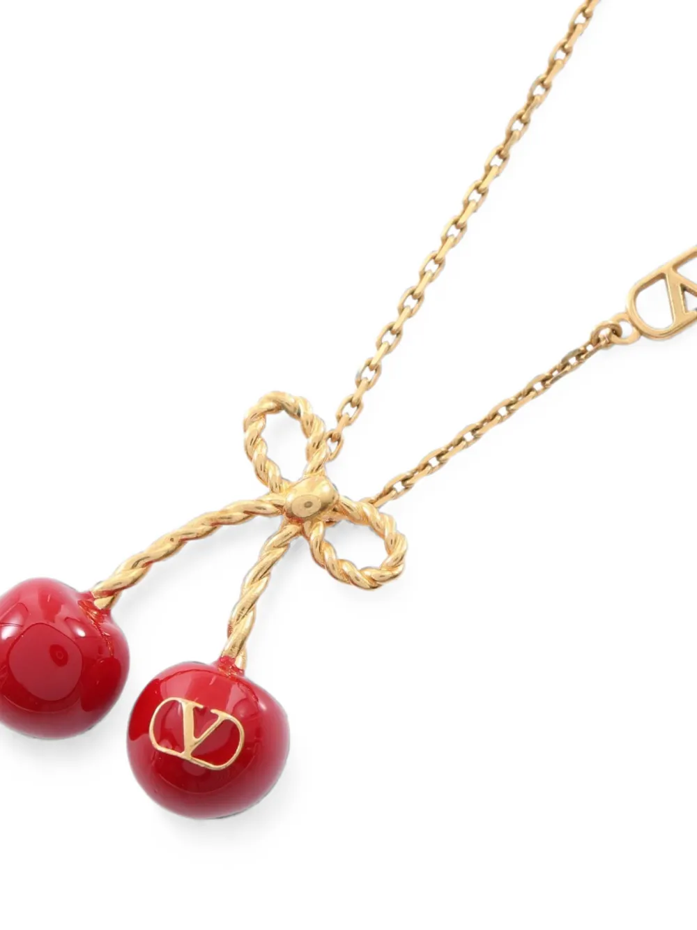 Valentino Garavani Pre-Owned 2010s VLogo cherry necklace - Oro