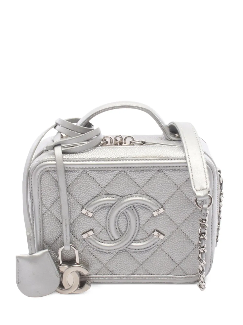CHANEL Pre-Owned 2017-2018 small CC Filigree Vanity two-way handbag - Argento