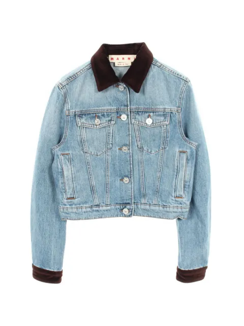 Marni Pre-Owned 2010s floral-appliqué contrast-collar denim jacket