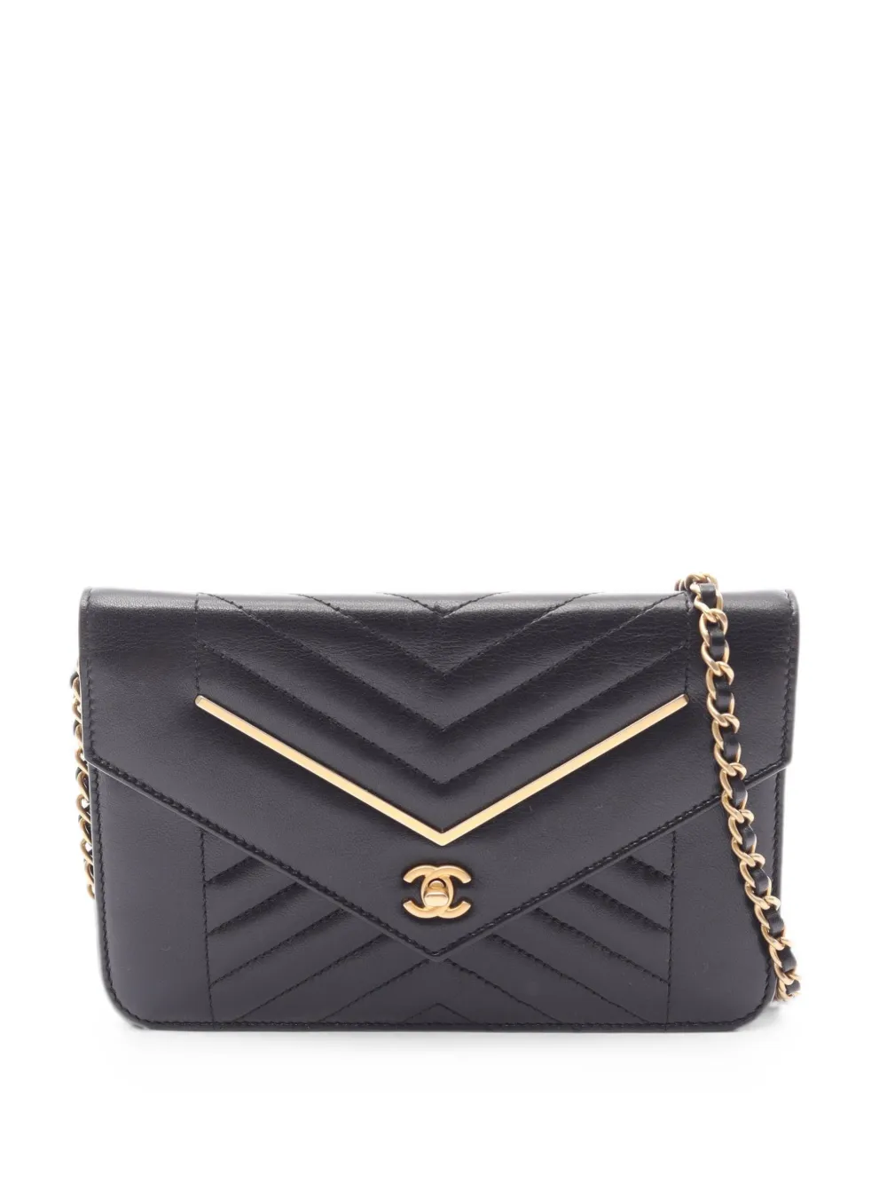 CHANEL Pre-Owned 2017-2018 V-stitch lambskin chain wallet - Nero