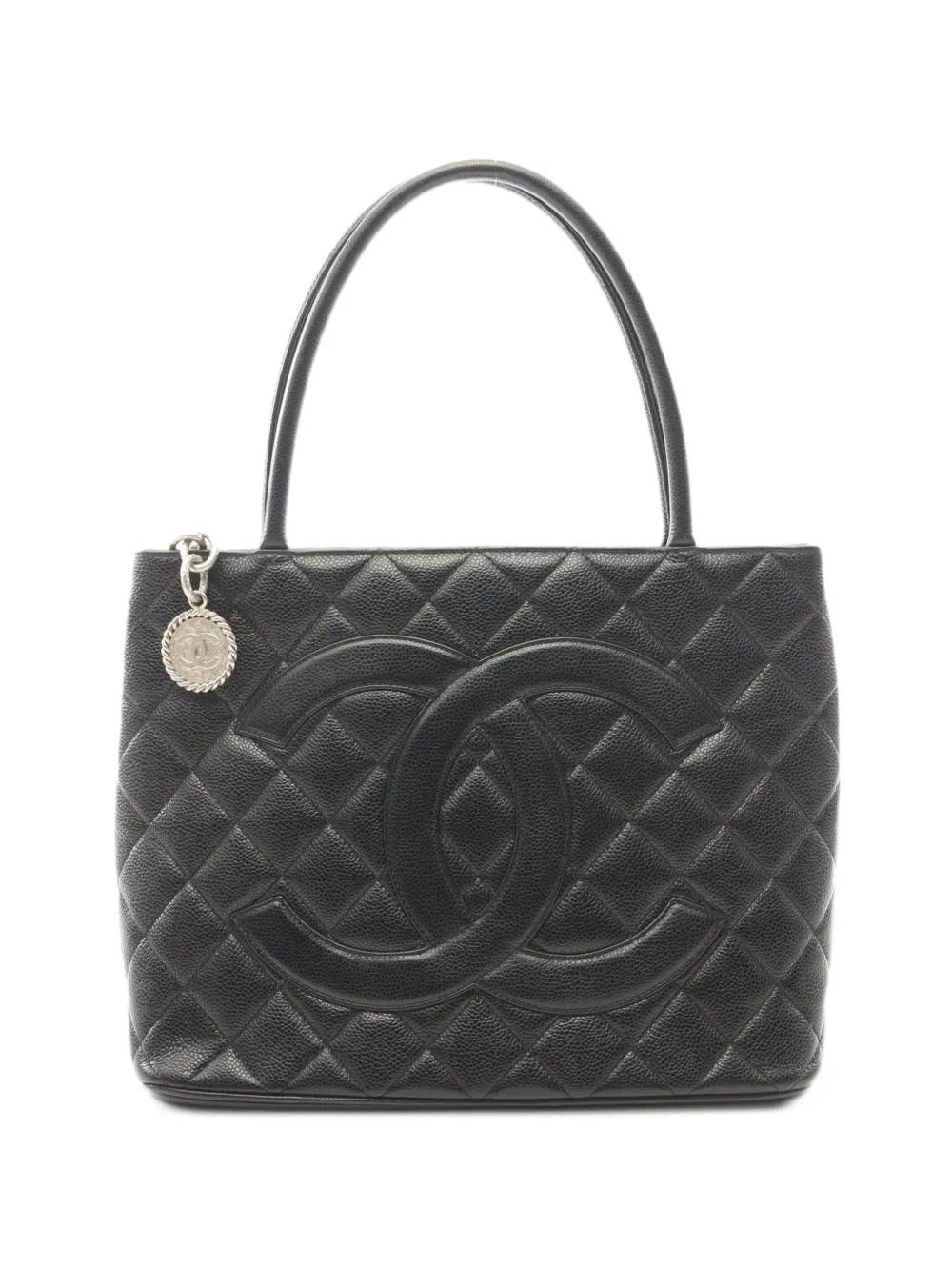 CHANEL Pre-Owned 2000-2002 diamond-quilted Caviar tote bag - Nero