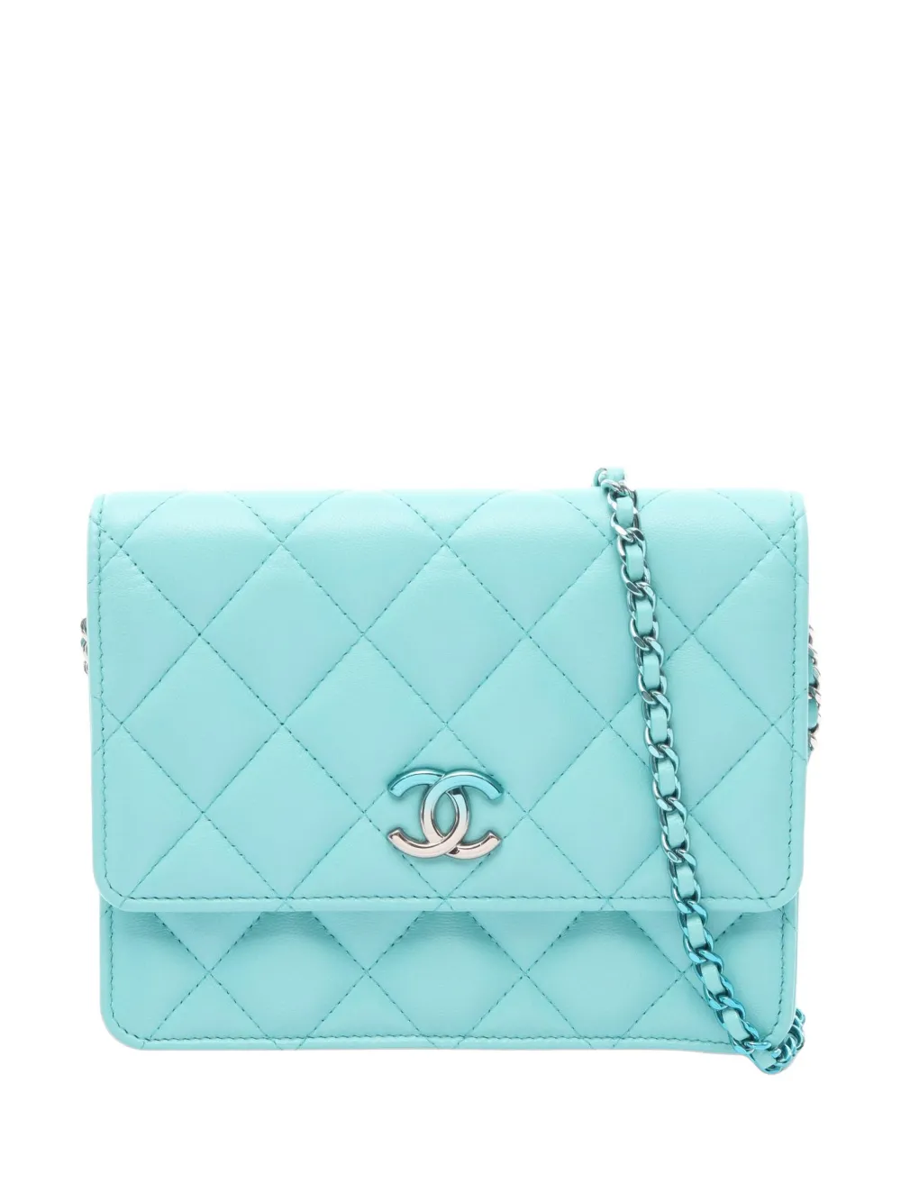 CHANEL Pre-Owned diamond-quilting chain-strap cross body bag - Blu