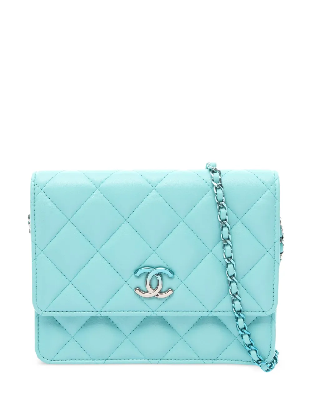 CHANEL Pre-Owned diamond-quilting chain-strap cross body bag - Blu