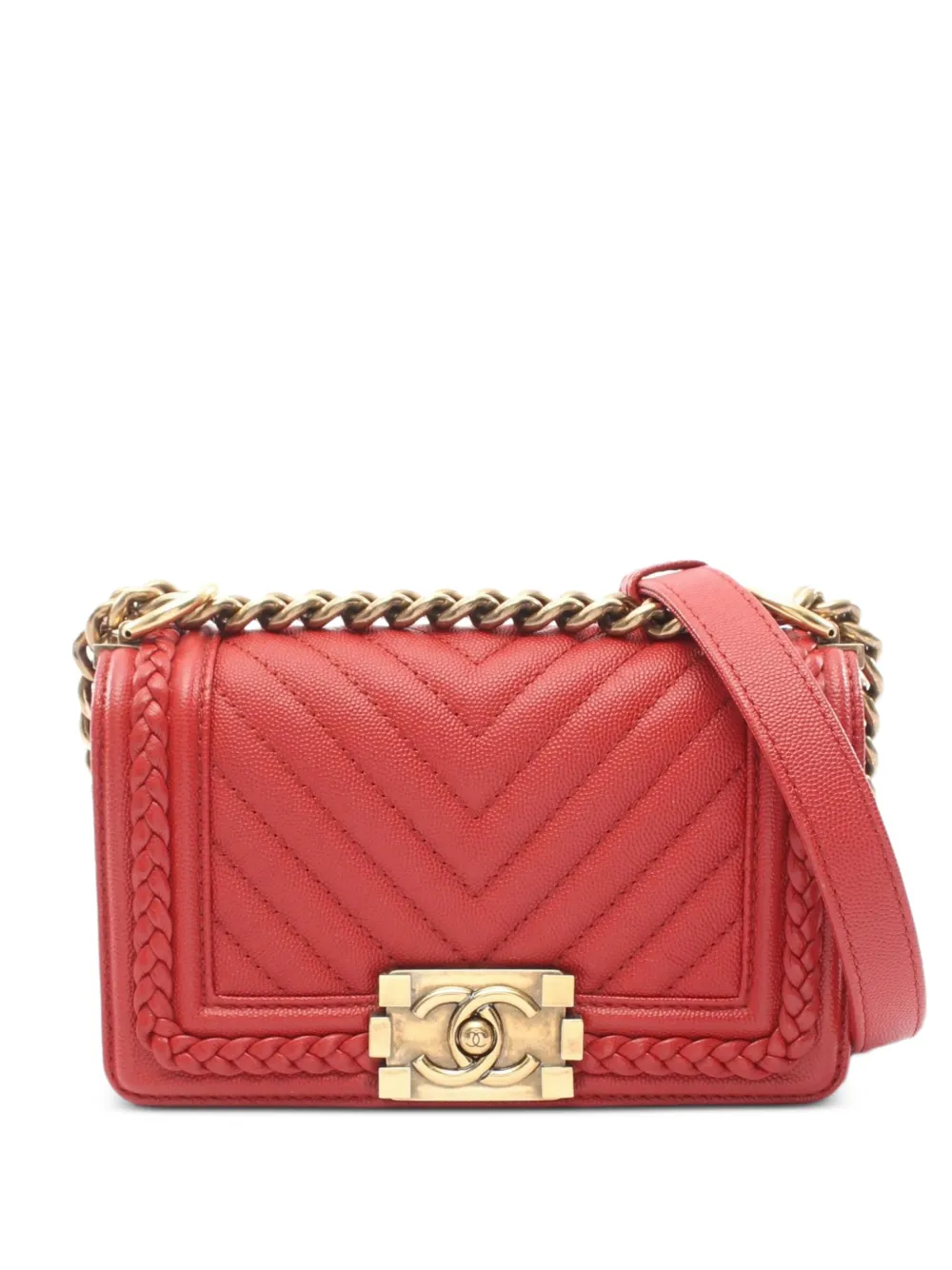 CHANEL Pre-Owned 2018 Boy Chevron shoulder bag - Rosso