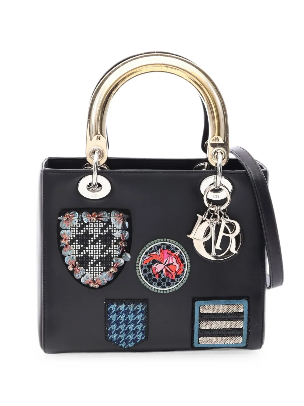 Christian Dior Pre-Owned 2000s Lady Dior patch-detail handbag - Black