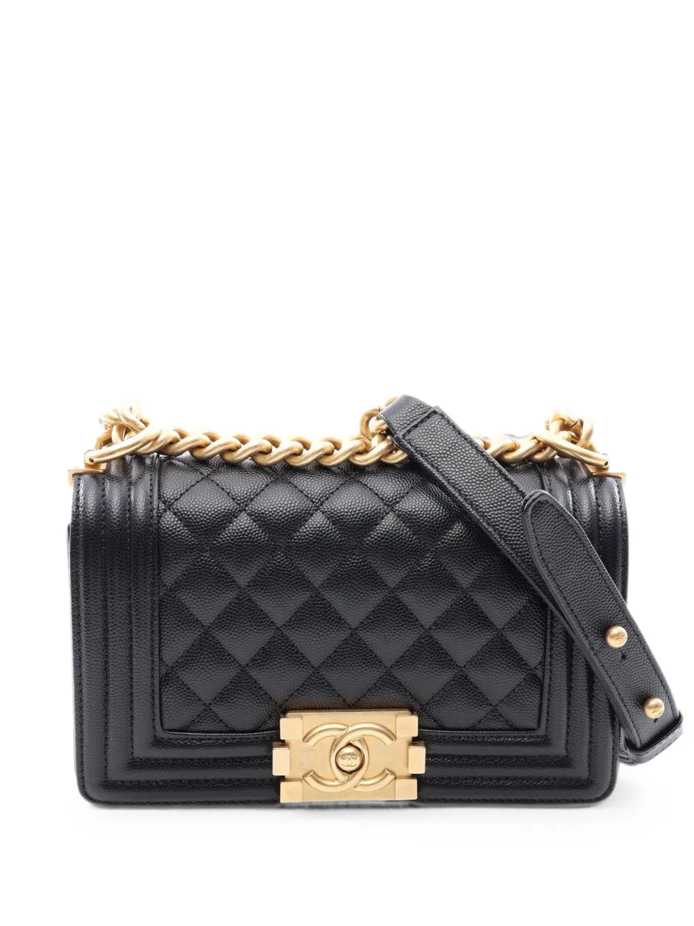 CHANEL Pre-Owned 2021 Boy Chanel chain mini crossbody bag - Nero