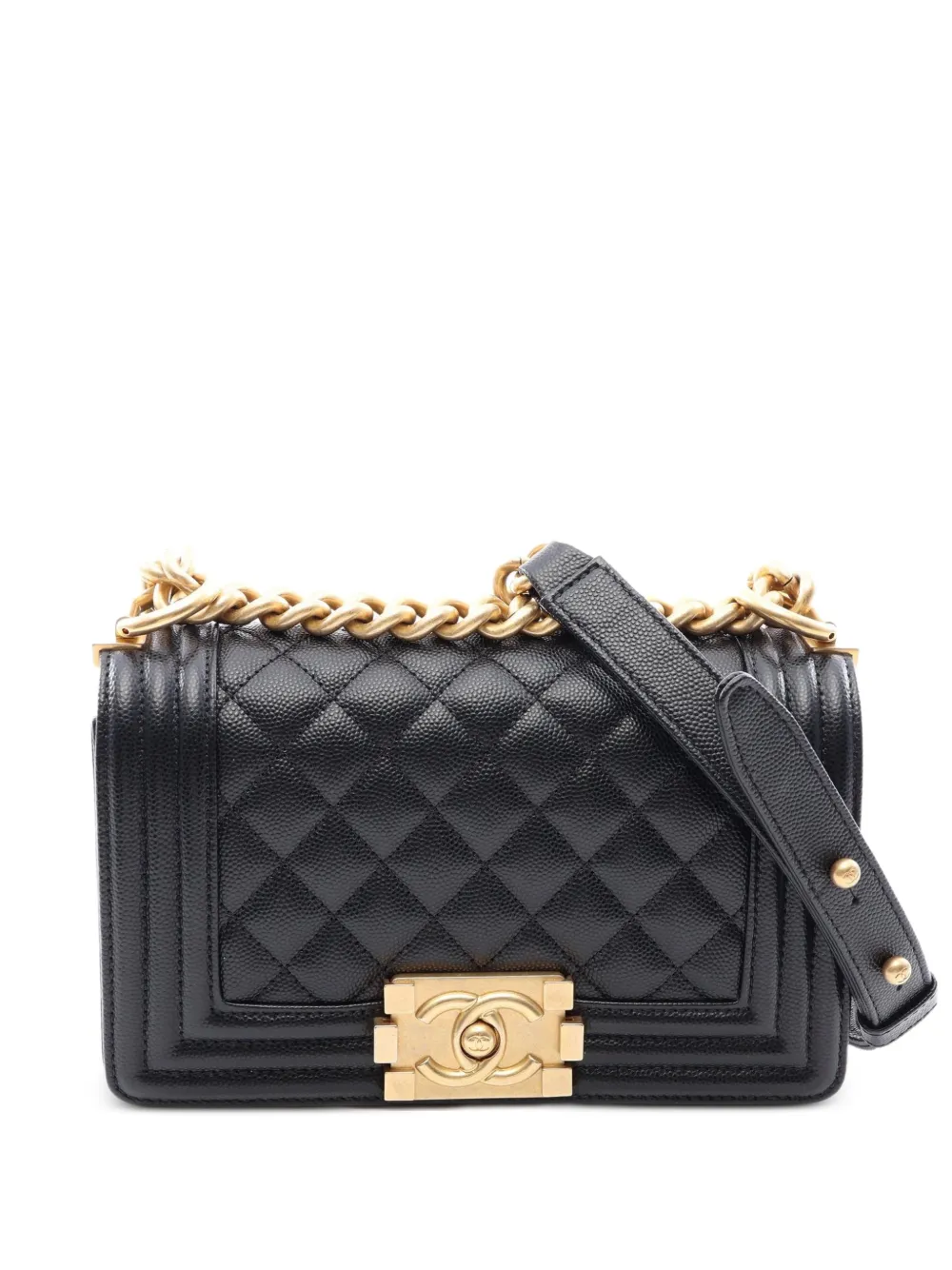 CHANEL Pre-Owned 2021 Boy Chanel chain mini crossbody bag - Nero
