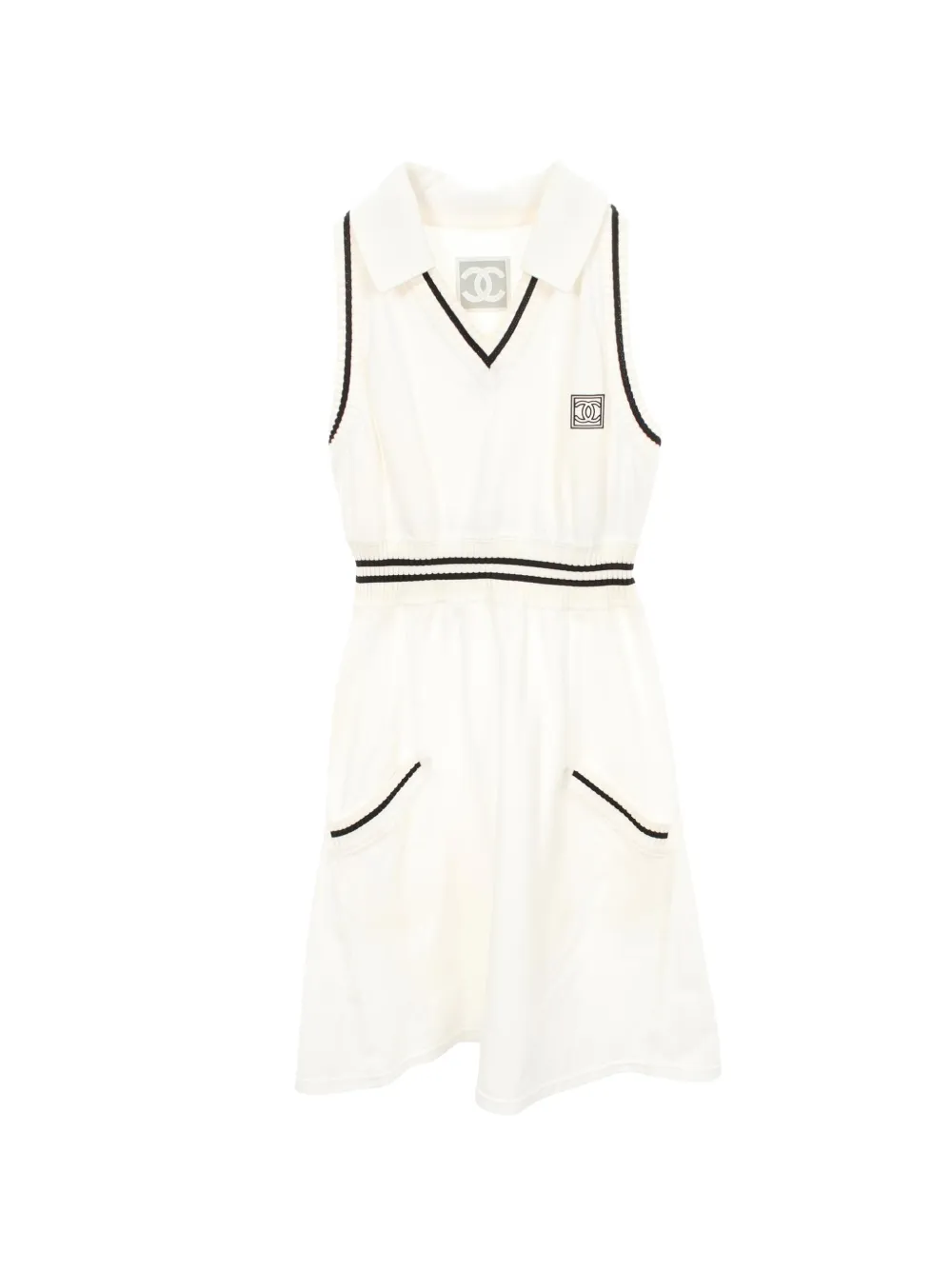 CHANEL Pre-Owned 1986-1988 Coco Mark sleeveless mini dress - White