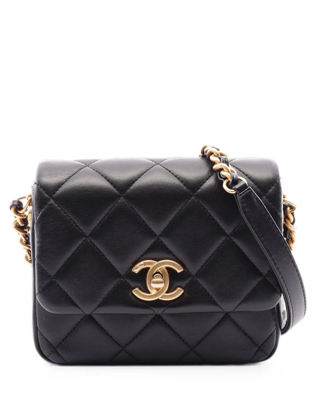 CHANEL Pre-Owned 2021 Matelassé chain-strap mini bag - Nero