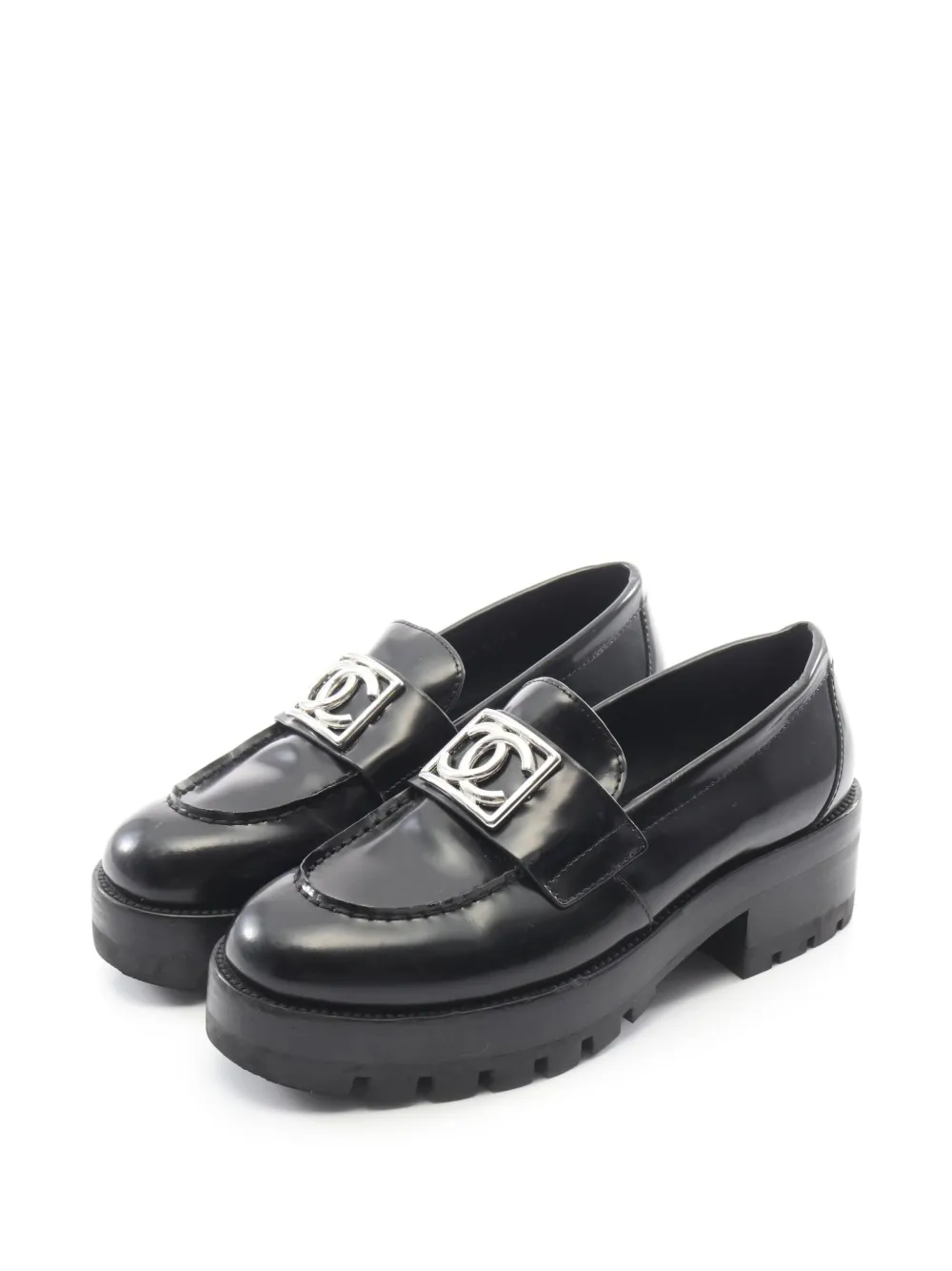 CHANEL Pre-Owned 1986-1988 CC-mark loafers - Schwarz