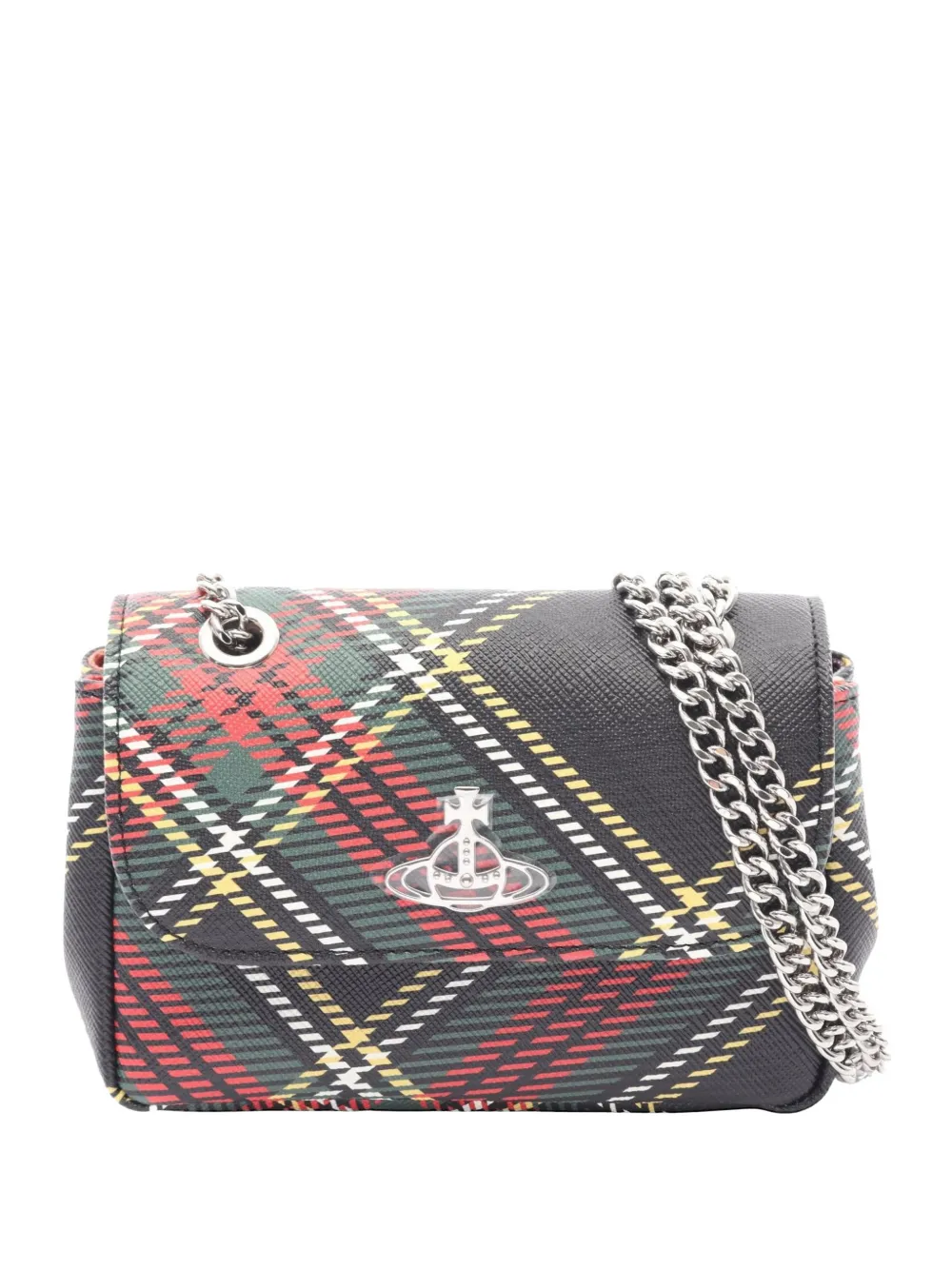 Vivienne Westwood Pre-Owned 2020s plaid chain crossbody bag - Nero