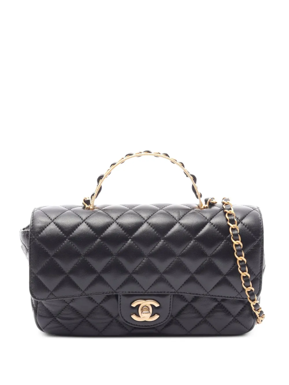CHANEL Pre-Owned 2021 matelassé top handle shoulder bag - Black