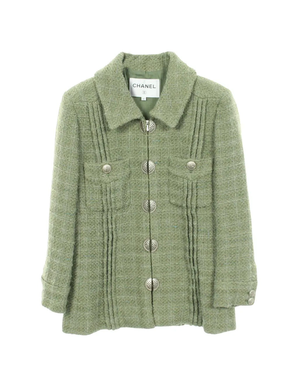 CHANEL Pre-Owned 1986-1988 Cocomark button-down tweed wool jacket - Grün
