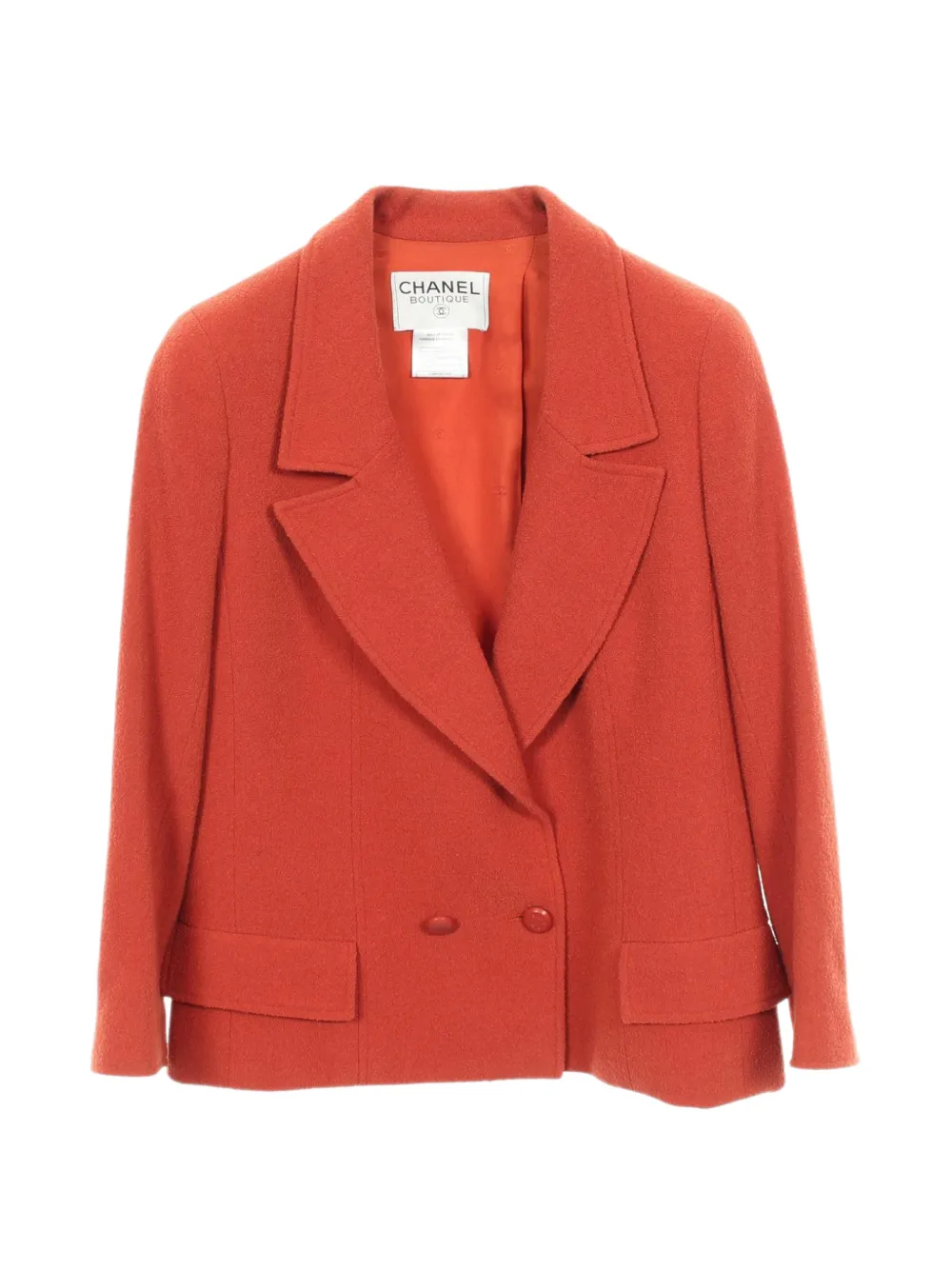 Pre-owned Chanel 1986-1988 Cocomark Button Blazer In Orange