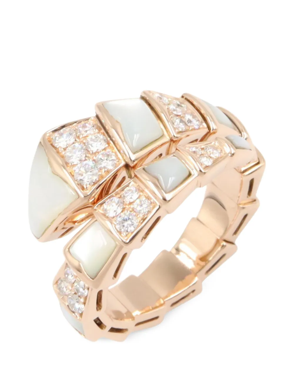 Bvlgari Pre-Owned 2010s Serpenti Viper mother-of-pearl and diamond ring - Rosa