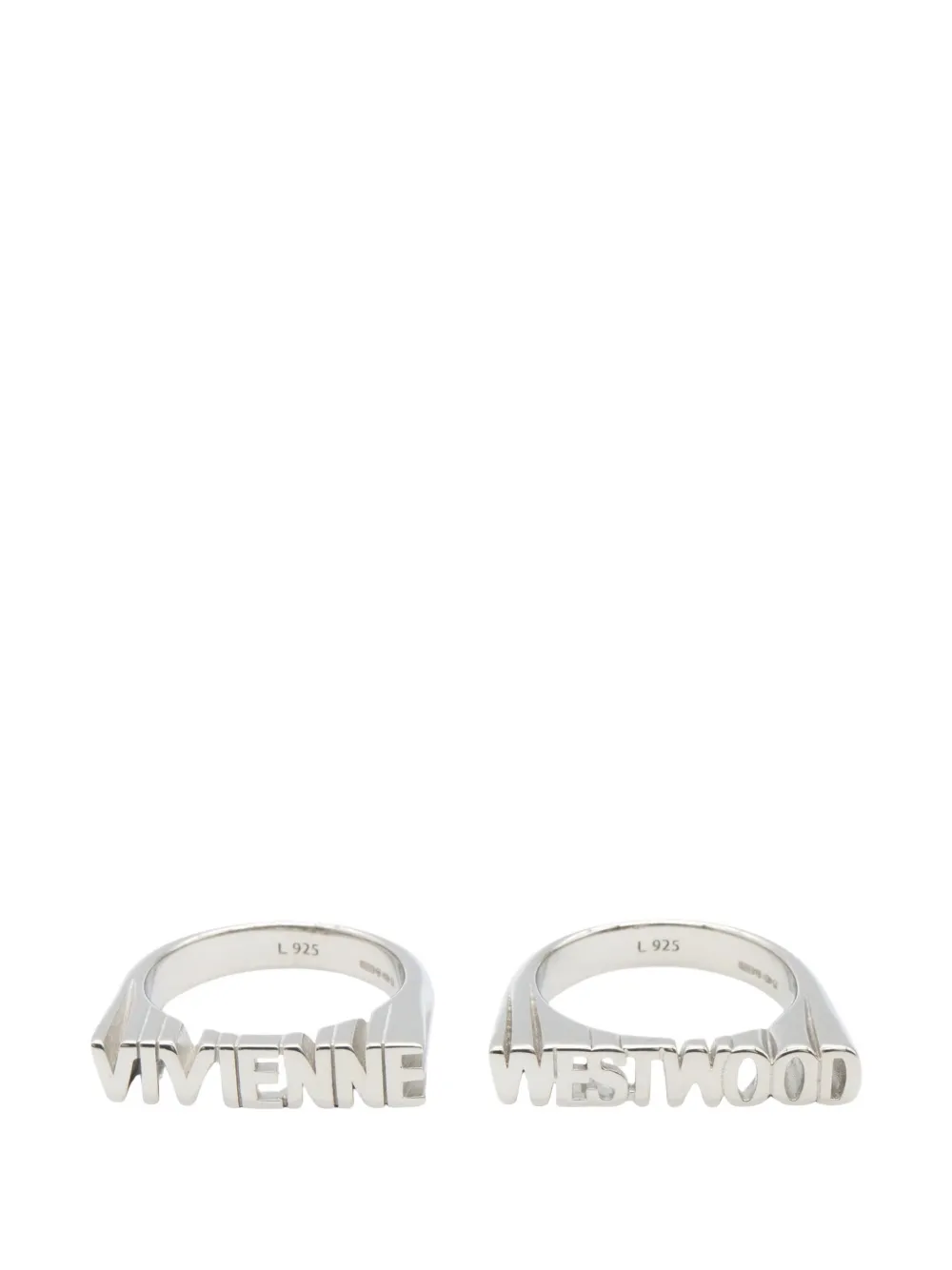 Vivienne Westwood Pre-Owned 2020s Essex logo-lettering rings (set of two) - Argento