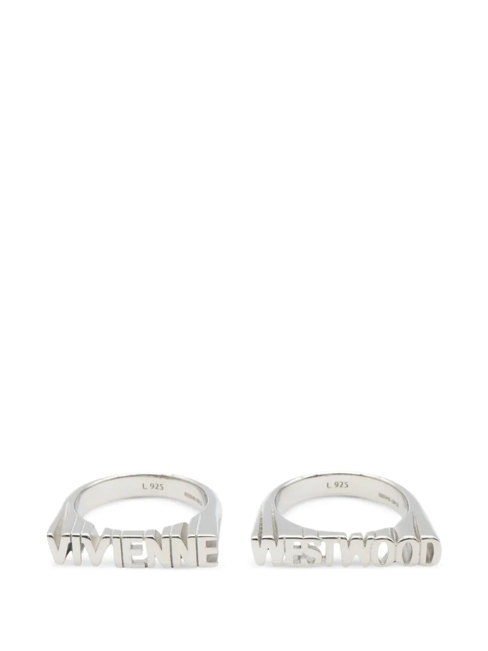 Vivienne Westwood Pre-Owned 2020s Essex logo-lettering rings (set of two) - Argento