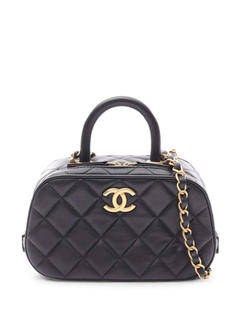 CHANEL Pre-Owned 2021 mini Bowling Matelassé chain-strap shoulder bag - Nero