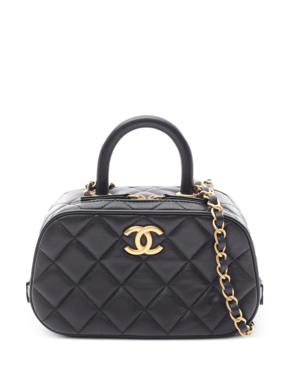 CHANEL Pre-Owned 2021 mini Bowling Matelassé chain-strap shoulder bag - Nero