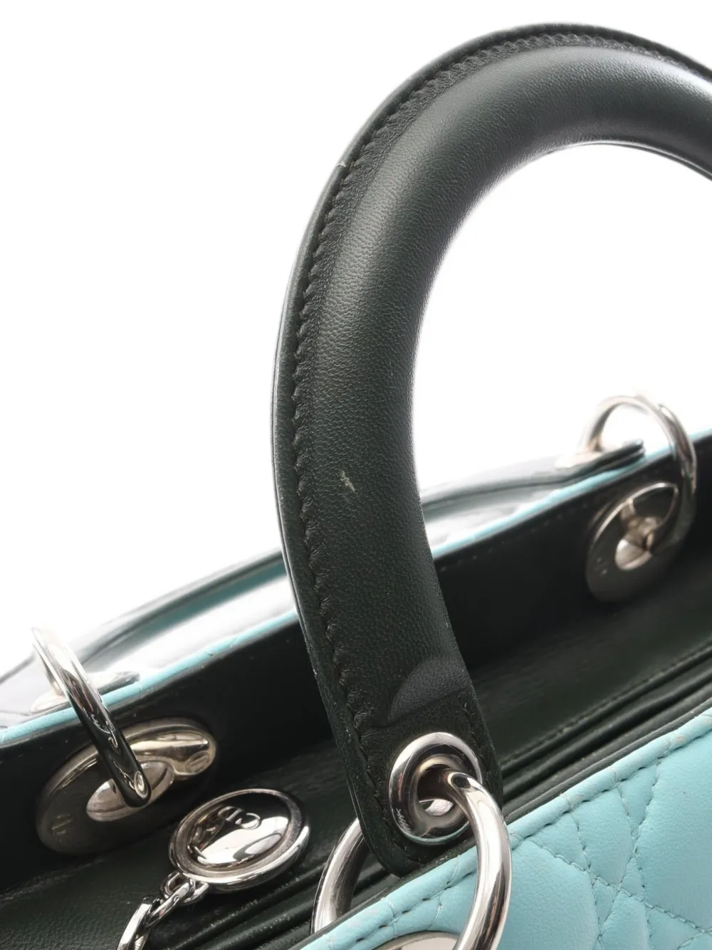Dior Pre-owned 2000s Lady Dior Cannage Leather Handbag in Blue, view 5