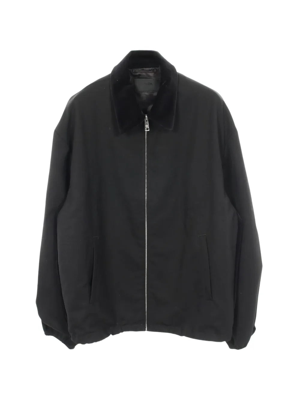 Pre-owned Prada 2010s Velvet-collar Zip-up Jacket In Black