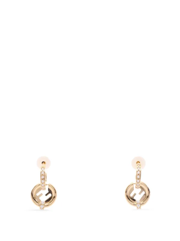 Fendi Pre-owned 2020s Everround Rhinestone Earrings in Gold