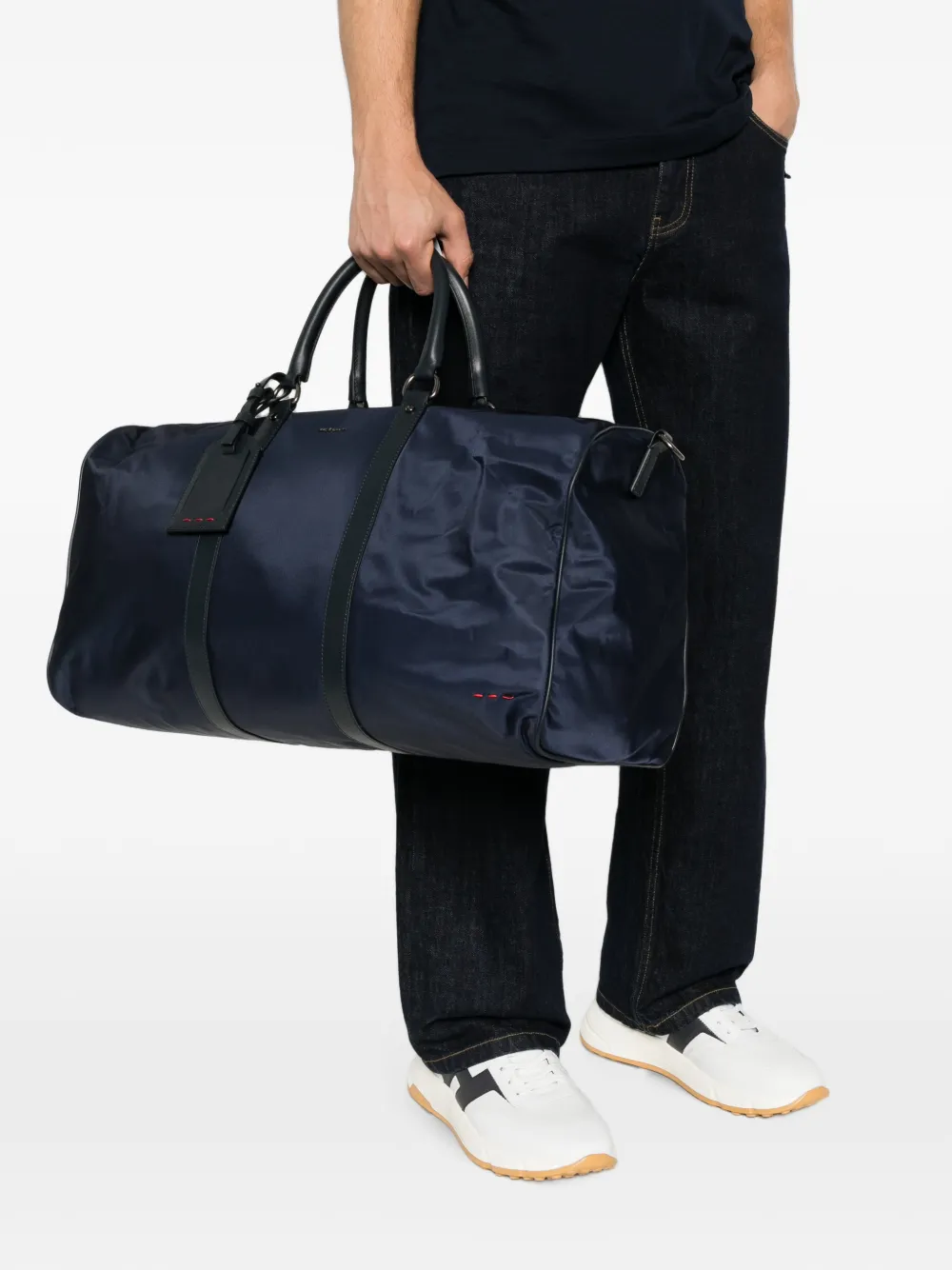 Kiton Reistas met leren afwerking en label Blauw
