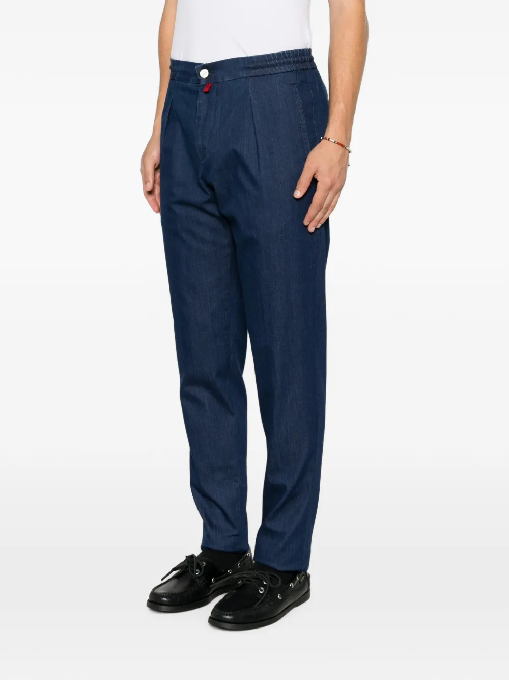 Kiton Plooibroek met elastische tailleband Blauw