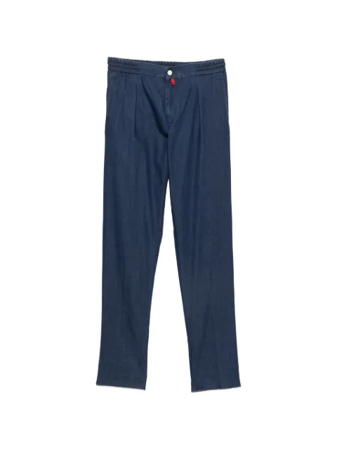 Kiton pleated elasticated-waistband trousers