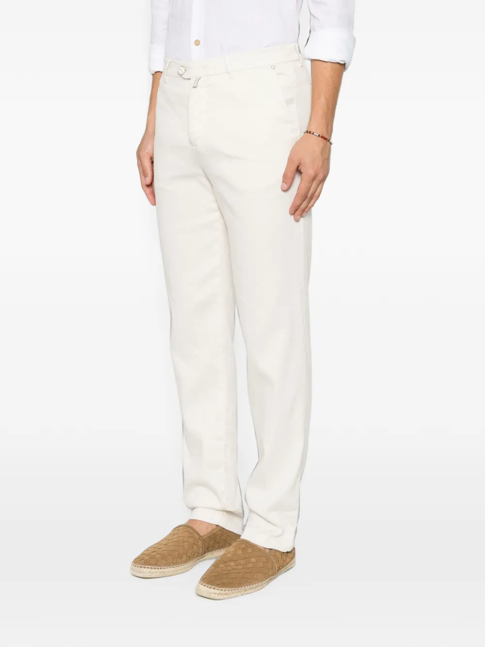 Kiton Broek met toelopende pijpen en logo-patch Beige