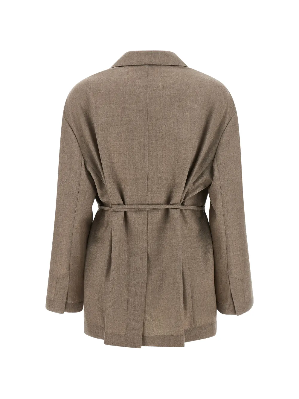 Brunello Cucinelli Blazer met ceintuur en enkele rij knopen Bruin