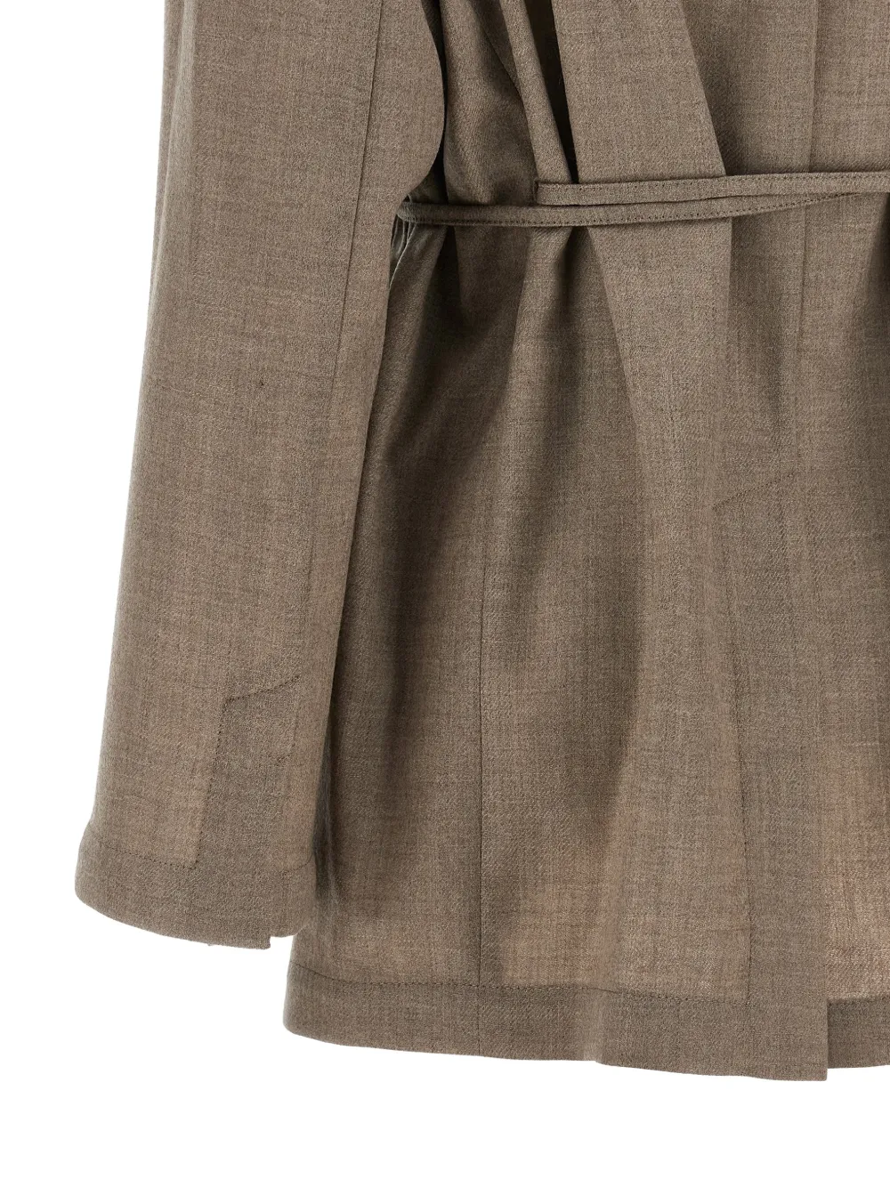Brunello Cucinelli Blazer met ceintuur en enkele rij knopen Bruin