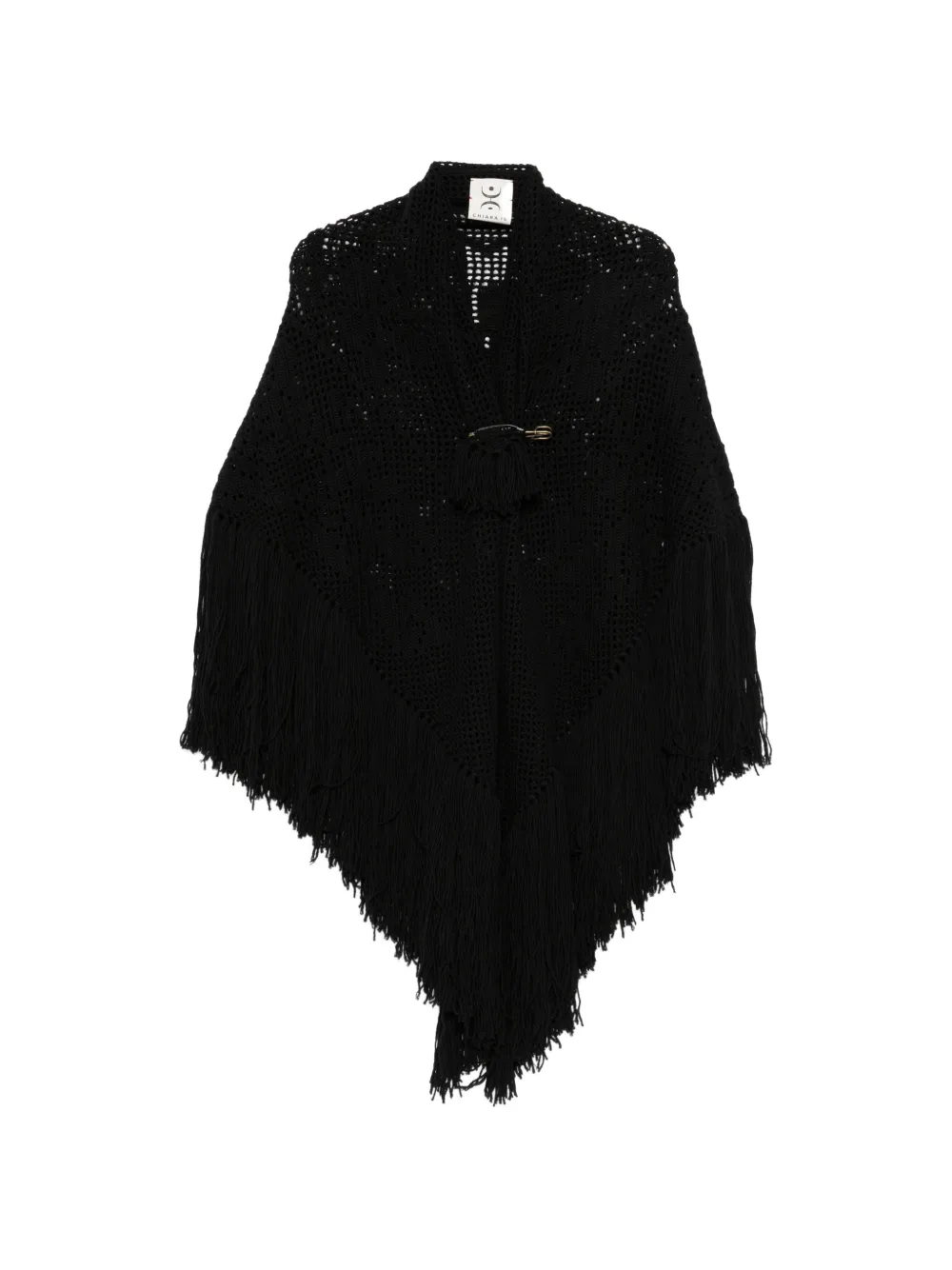 Chiara Is Scialle Peonia crochet-knit fringed poncho - Schwarz