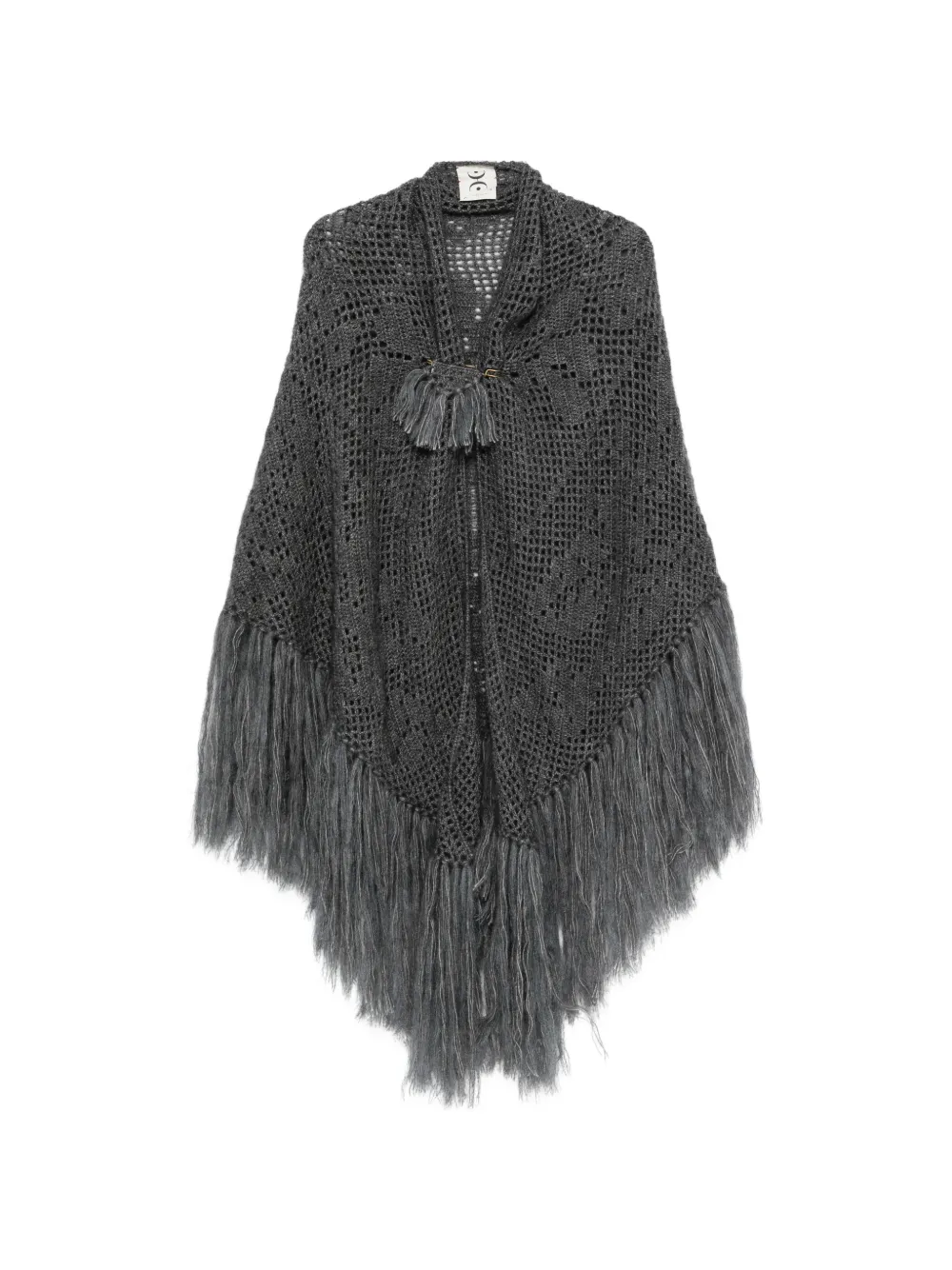 Chiara Is Scialle Coperta Peonia fringe-trimmed crochet poncho - Grau